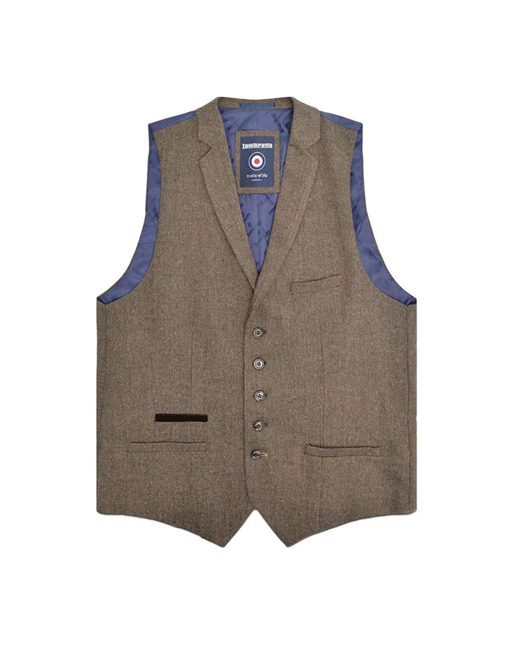 Lambretta Brown Morgan Herringbone Waistcoat for men