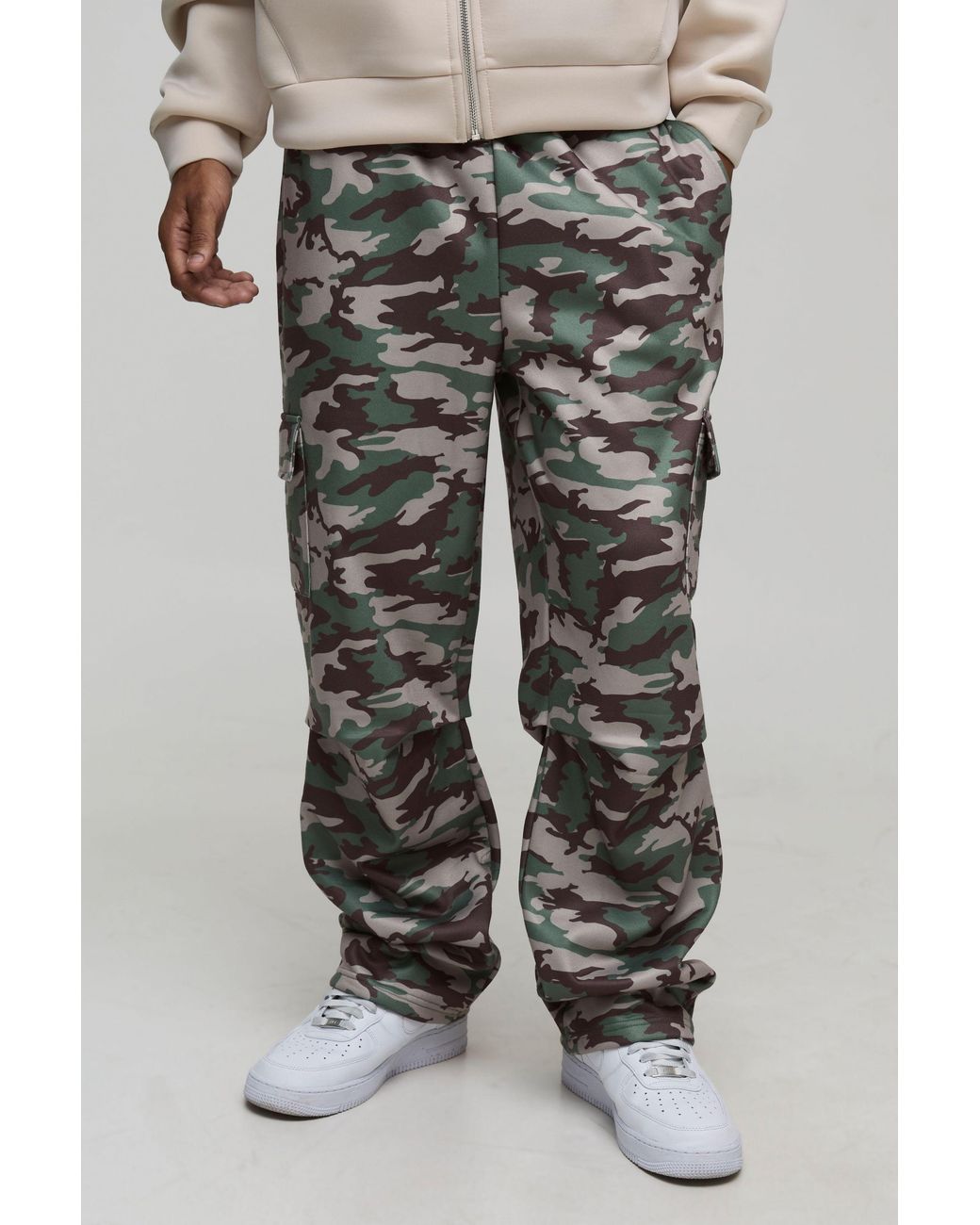 BoohooMAN Gray Relaxed Camo Cargo Jogger for men