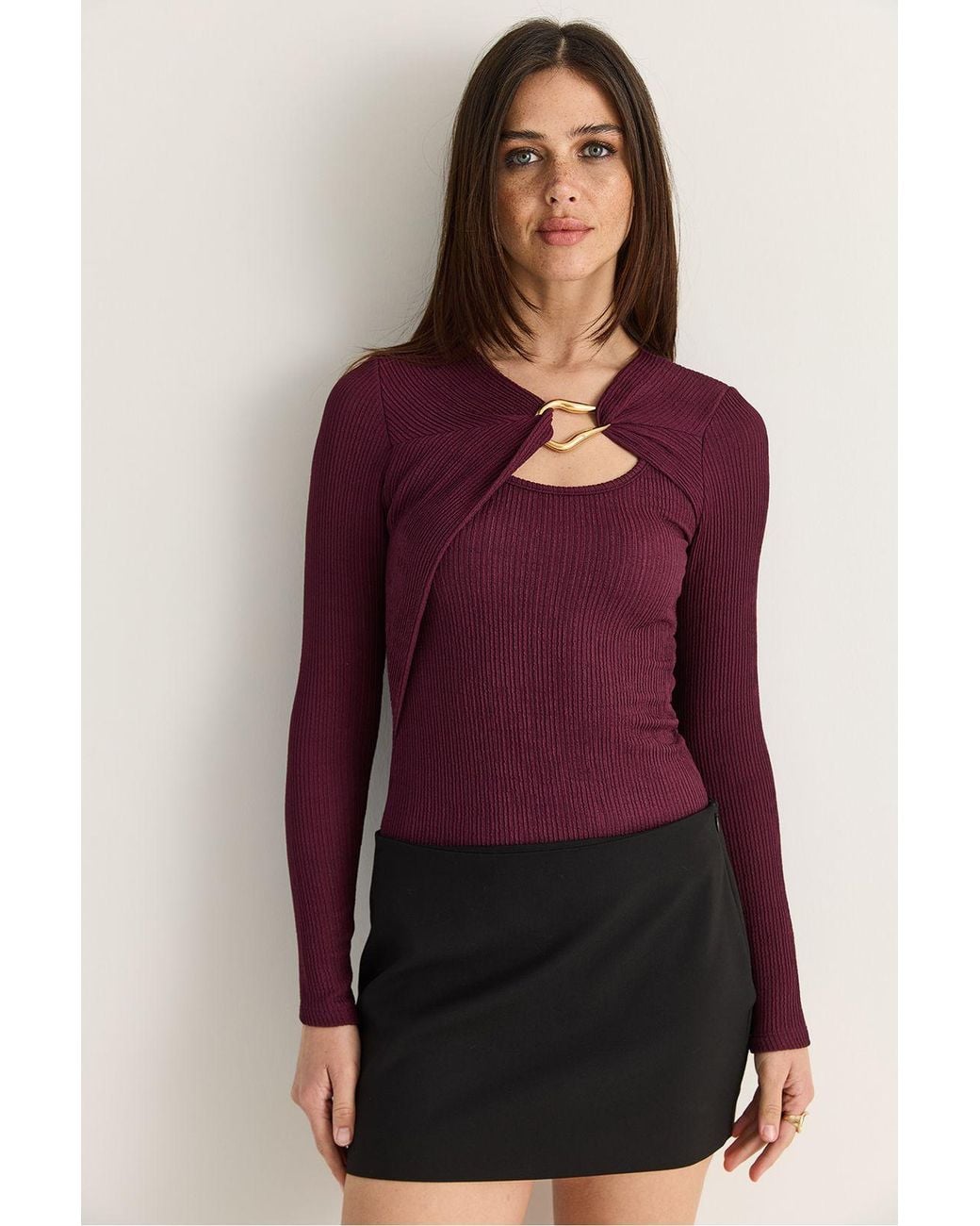 Bianco Lucci Purple Viscose Blend Blouse