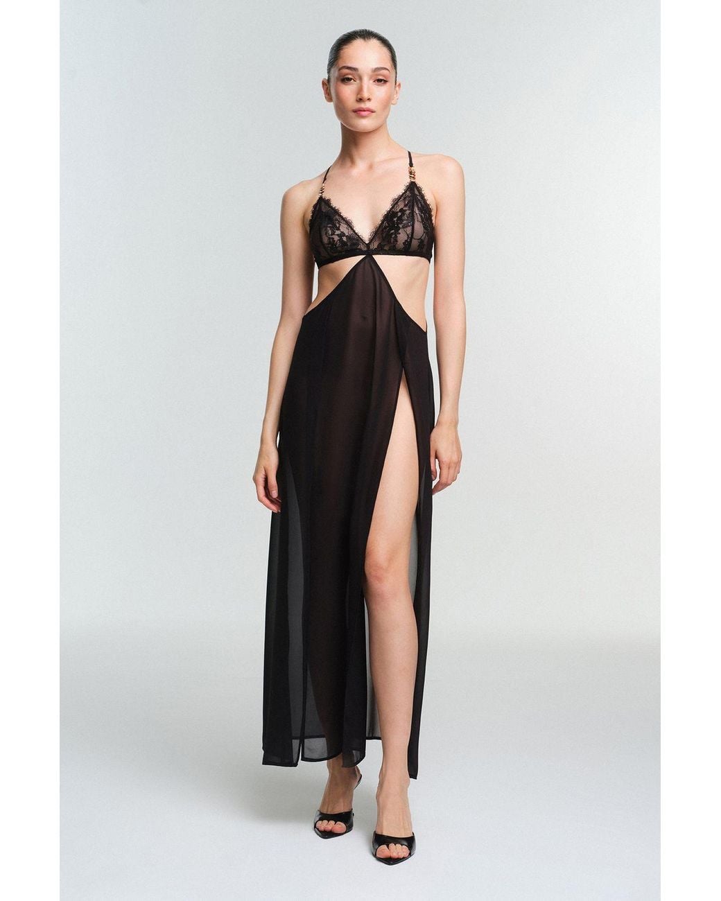 Penti Black Vera Lace Nightgown