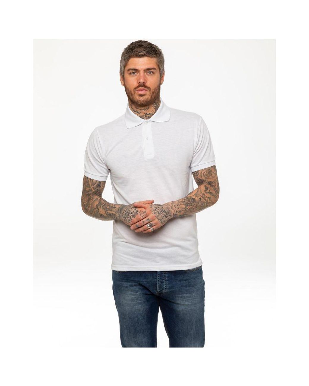 Kruze By Enzo White Short Sleeve Polo Shirts for men
