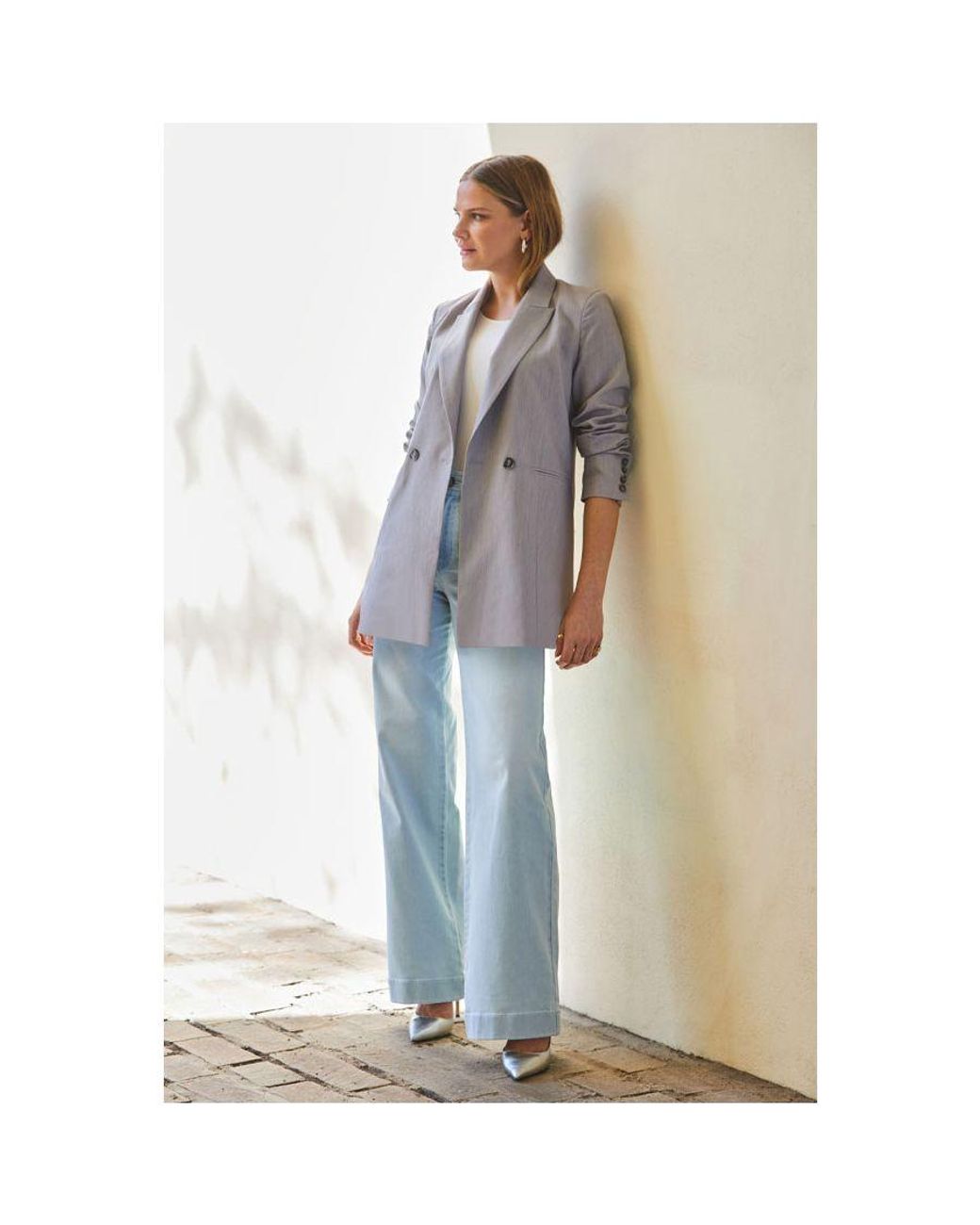 Sosandar White Double Breasted Blazer