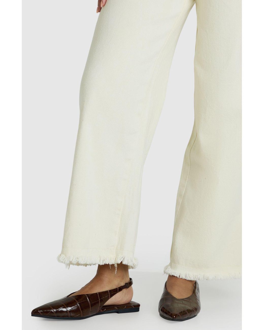 Boohoo White Croc High Cut Slingback Pointed Flats
