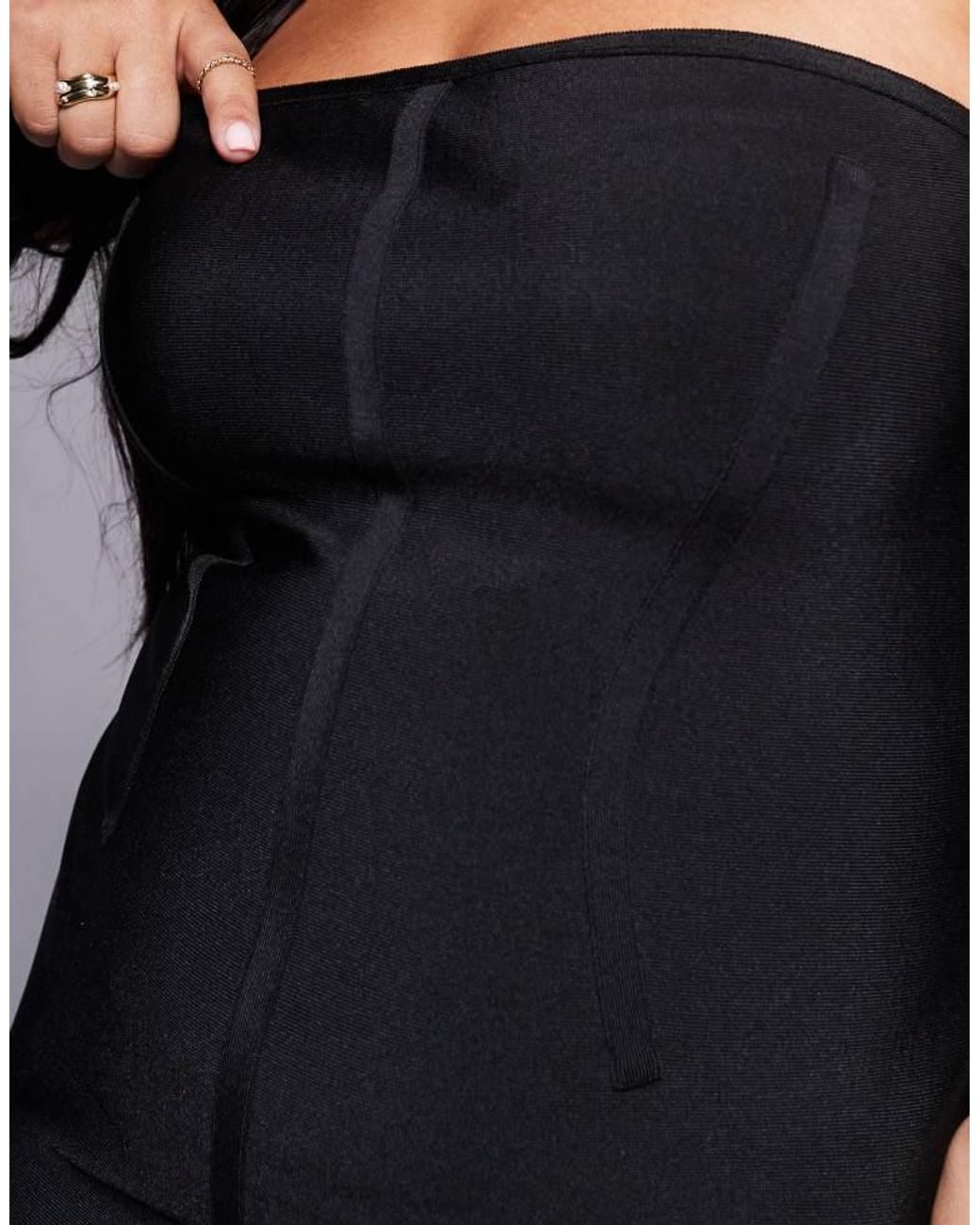 ASOS Black Design Bandage Seam Detail Mini Bandeau Dress