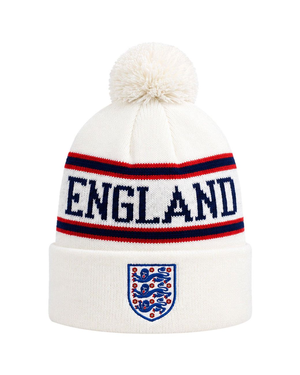 Mitchell & Ness Blue Jacquard Script Pom Knit Beanie for men