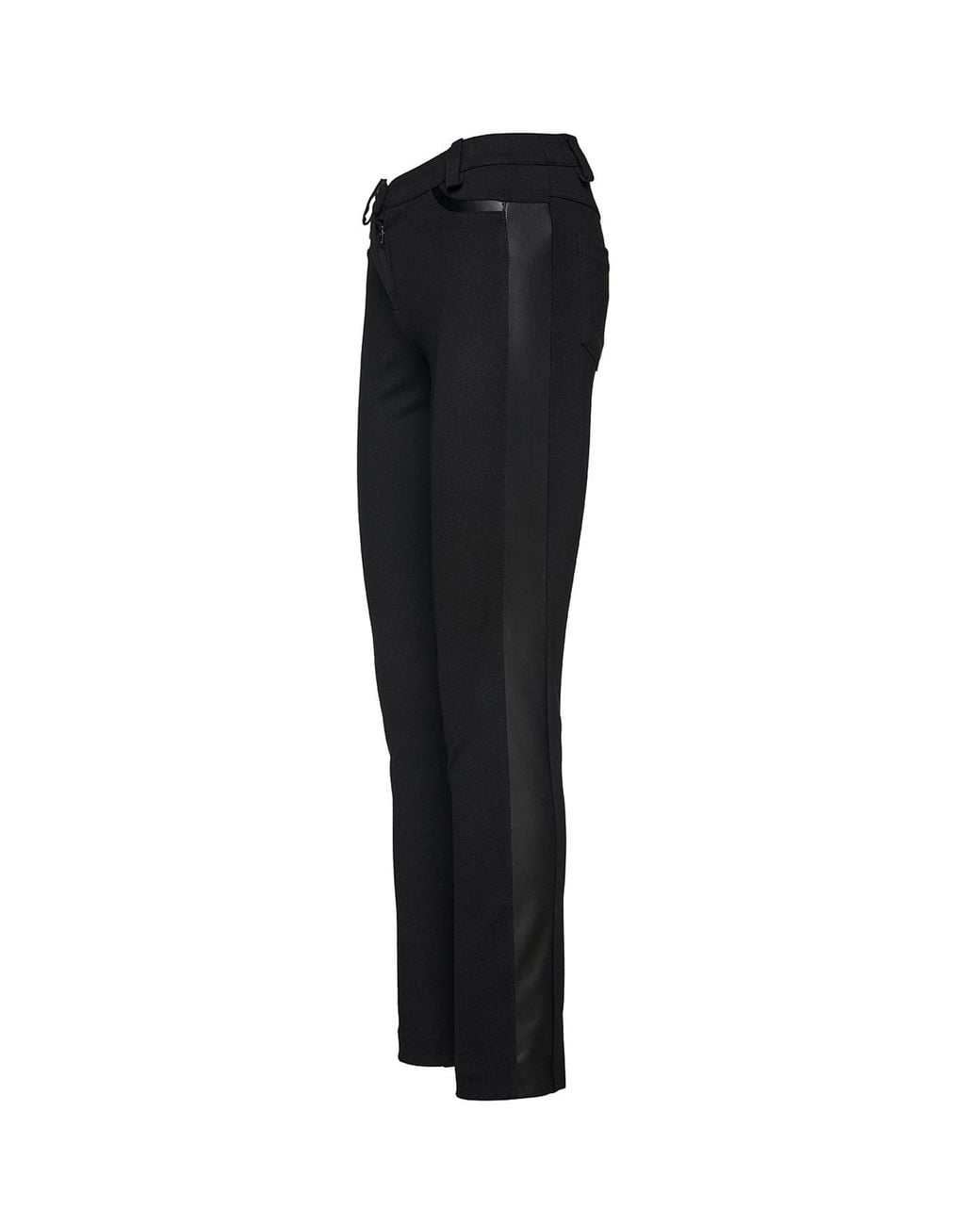 Conquista Black Fitted Jeggings With Faux Leather Detail