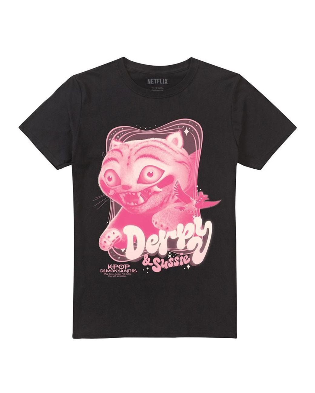 K-Pop Demon Hunters Black Adult Derpy & Sussie Gradient T-Shirt for men