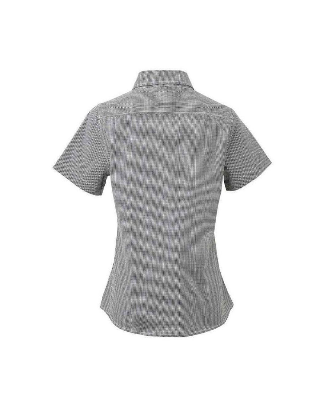 PREMIER Gray Ladies Gingham Short-Sleeved Shirt