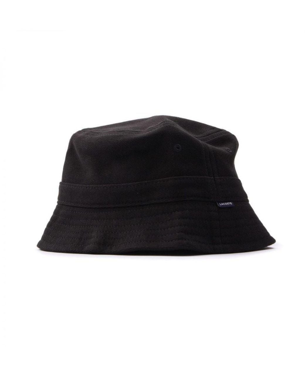 Lacoste Black Embroidered Bob Organic Cotton Buckle Hat for men