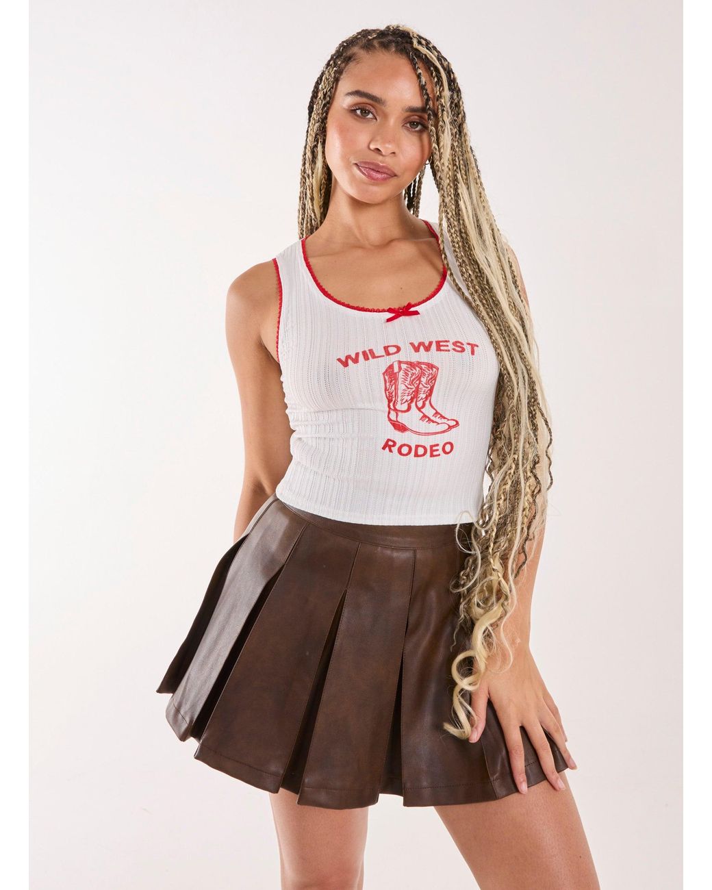 Pink Vanilla White Wild West Lace Detail Vest