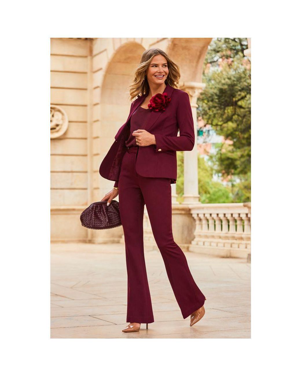 Sosandar Purple Wine Shawl Collar Blazer