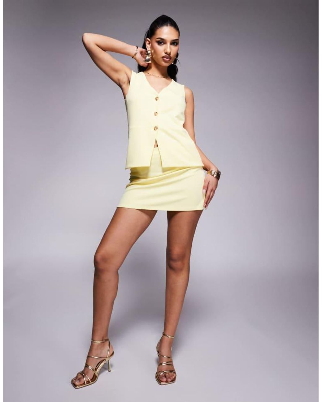 ASOS Natural Co-Ord Longline Button Through Waistcoat