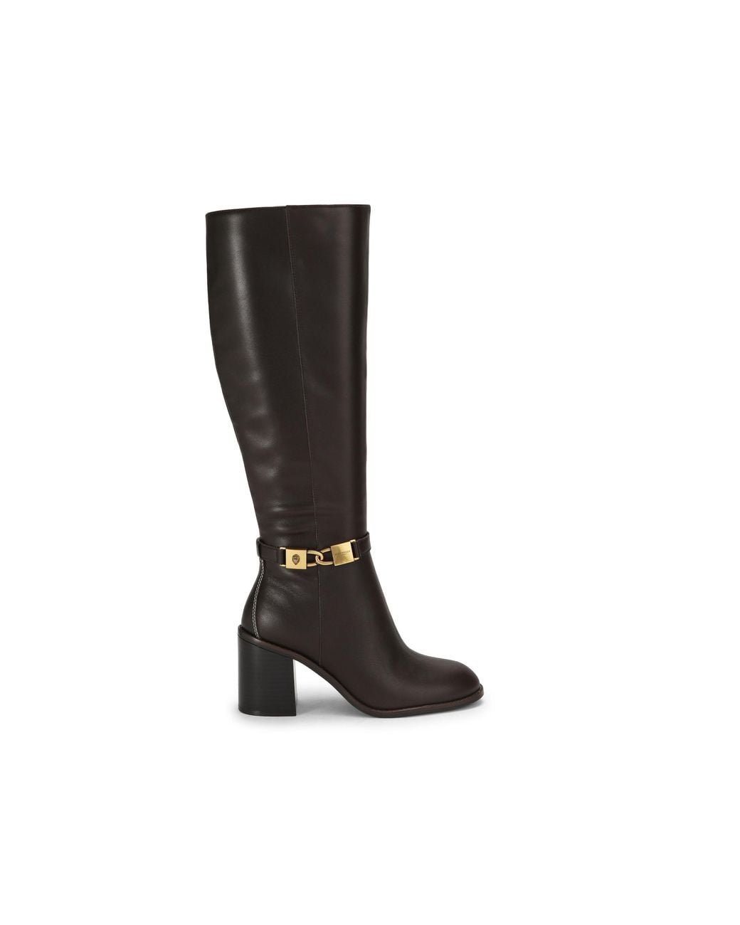 Kurt Geiger Black Leather Kingsley Block Heel Knee Boots