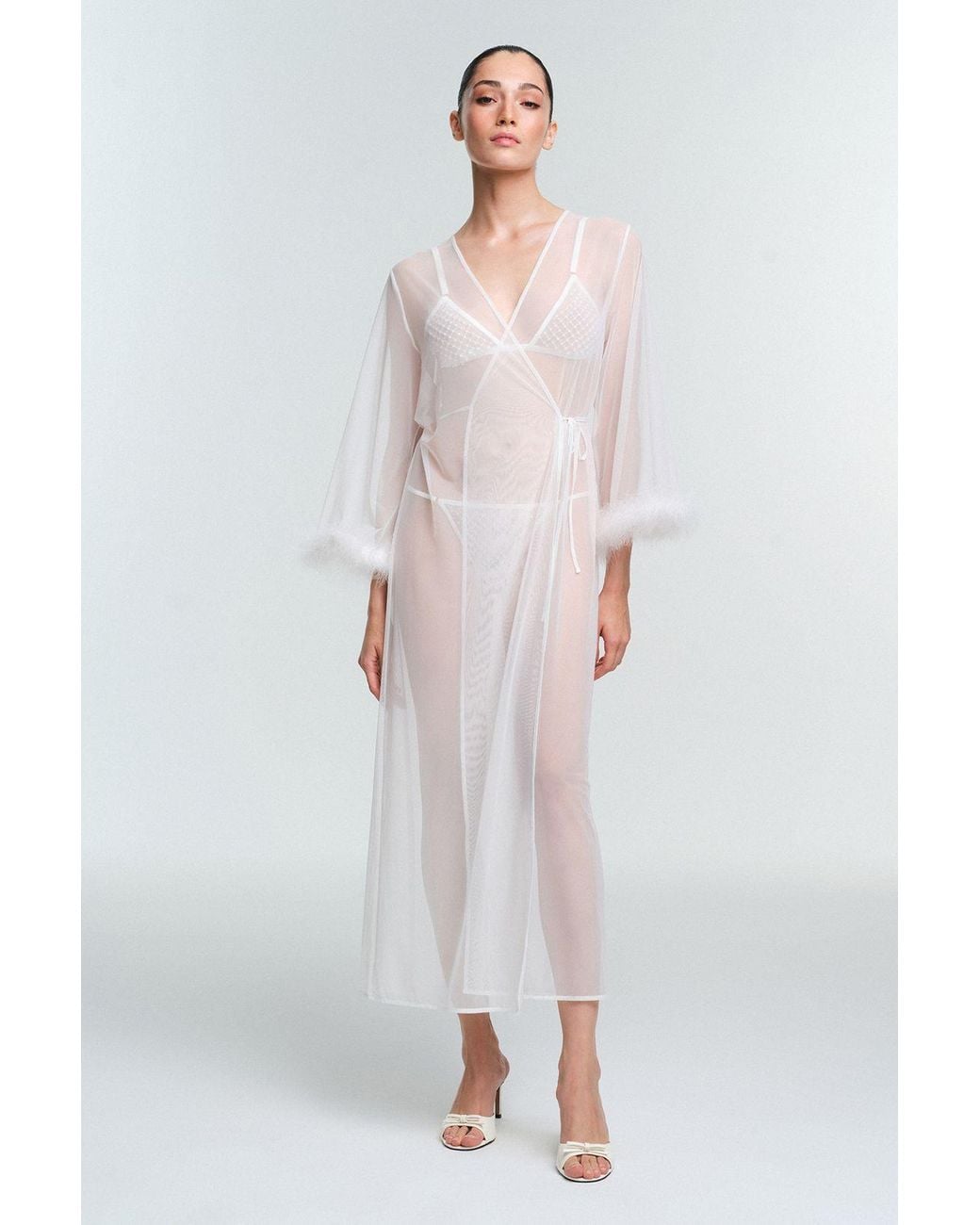 Penti White Kırık Pelia Belted Long Sleeve Robe