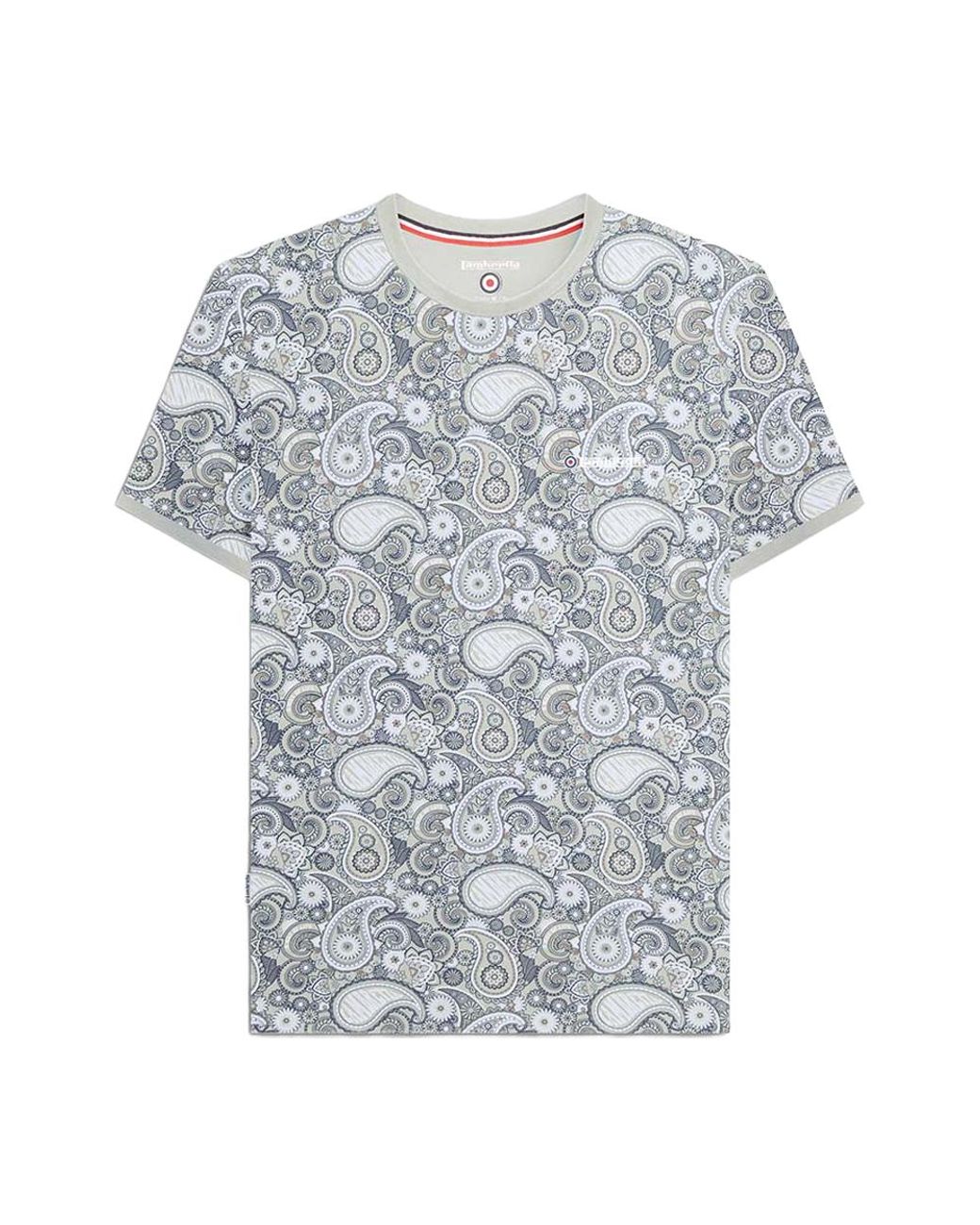 Lambretta Gray Ss25 Paisley T-Shirt (Desert Sage) for men