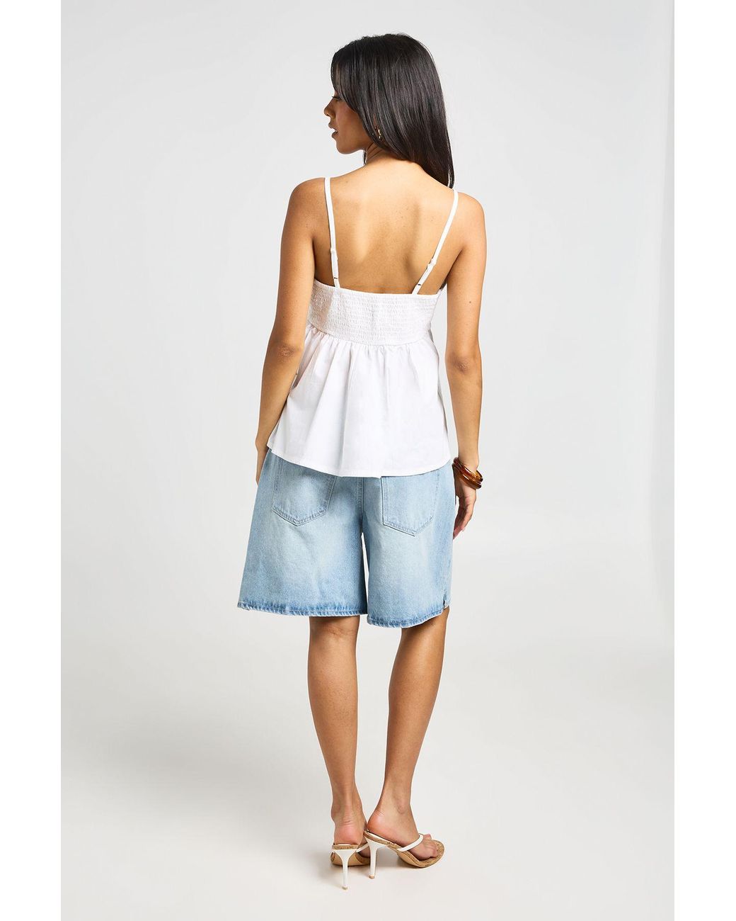 Boohoo White Lace Bust Detail Floaty Cami