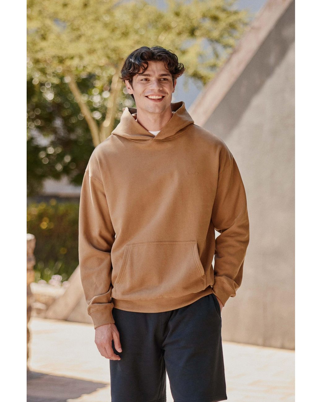 Mountain Warehouse Natural 'Icon' Logo Drop Shoulder Hoodie With Kangaroo Pocket Warm Sweatshirt Cotton for men