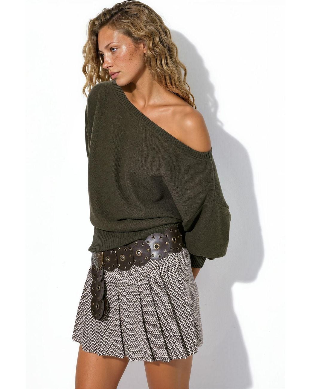 Busem Green Ribbed Crew Neck Sweater