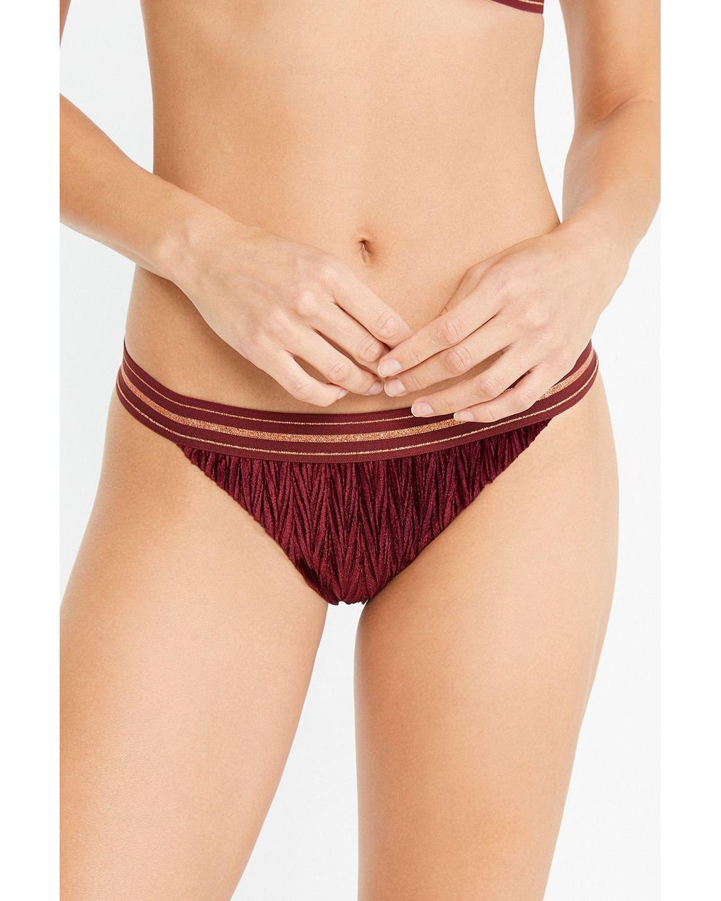 Penti Red Low-Waist Ribbed Hipster Bikini Bottoms
