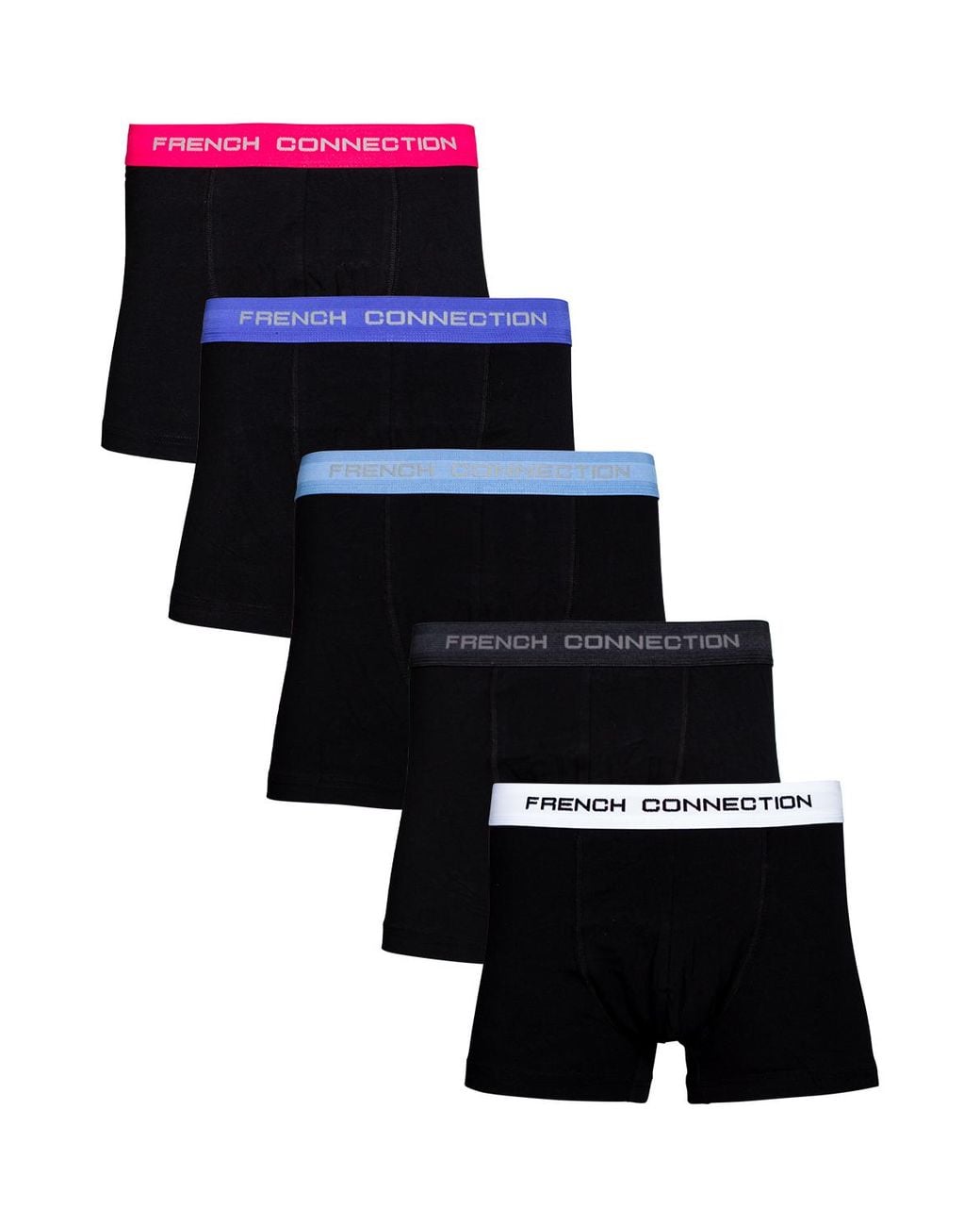 French Connection Black Multicolour 5 Pack Cotton Boxers for men