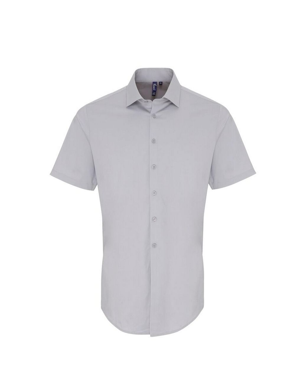 PREMIER Gray Stretch Fit Poplin Short Sleeve Shirt for men