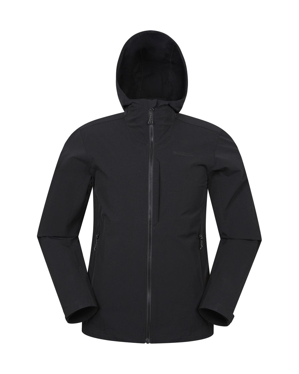 Mountain Warehouse Black 'Retreat' Packable Softshell Jacket Water Resistant Coat Polyamide for men