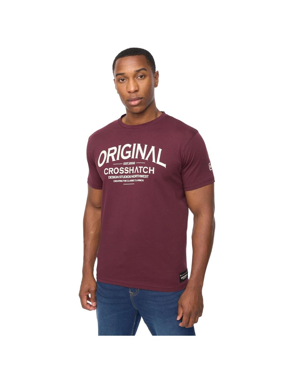 Crosshatch Red Vintarge T-Shirt (Raisin) Cotton for men