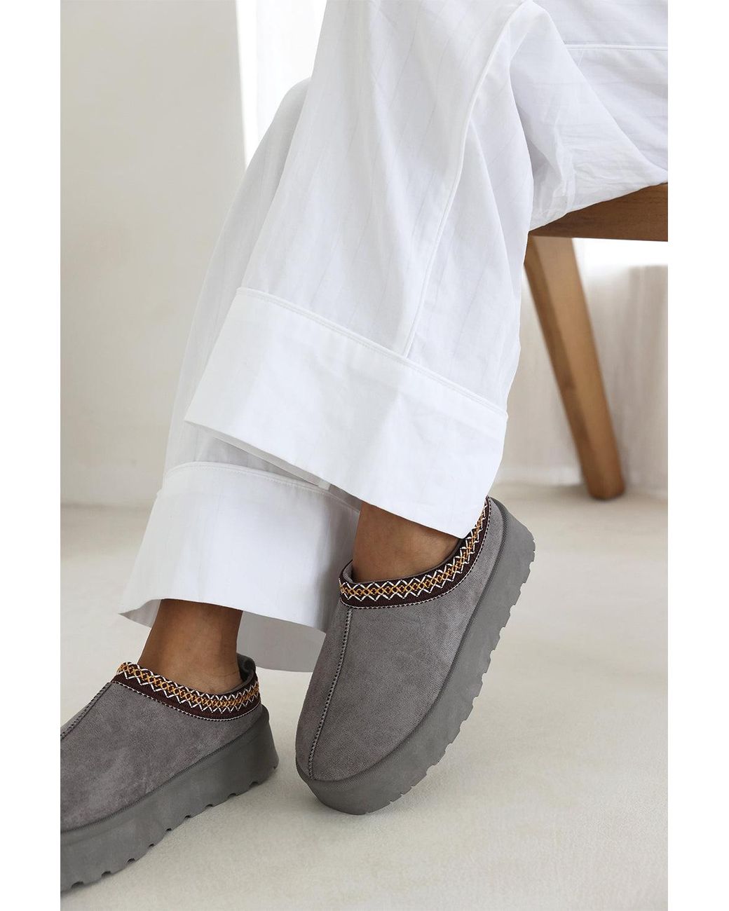 Where's That From White Wheres 'Meilani' Cosy Faux-Suede Fur Lining Platform Low Ankle Boot