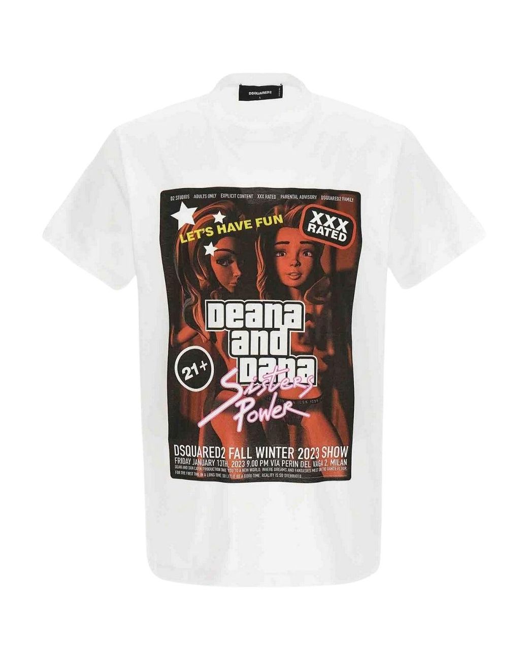 DSquared² Black Deana And Dana Graphic T-Shirt Cotton for men