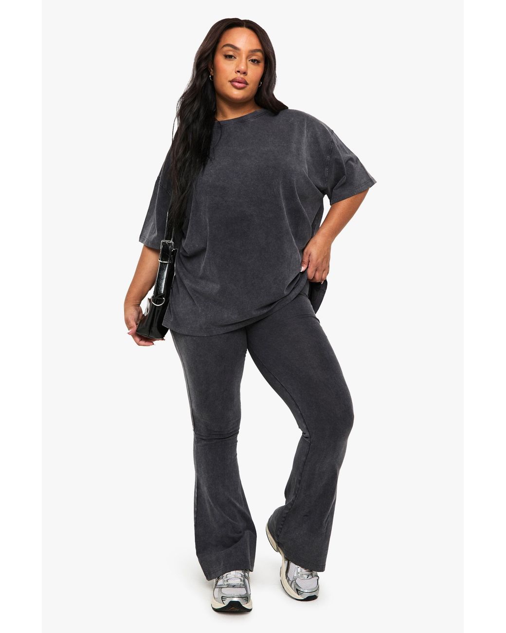 Boohoo Blue Plus Acid Wash Flared Legging