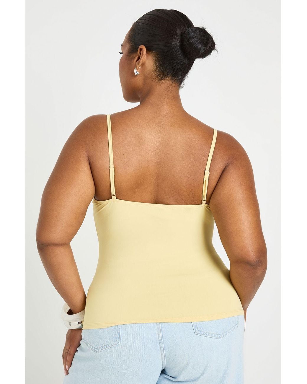 Boohoo Blue Plus Second Skin Strappy Square Neck Vest Top