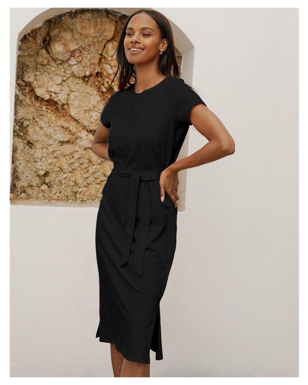 Black gemma Cotton Jersey Midi Dress