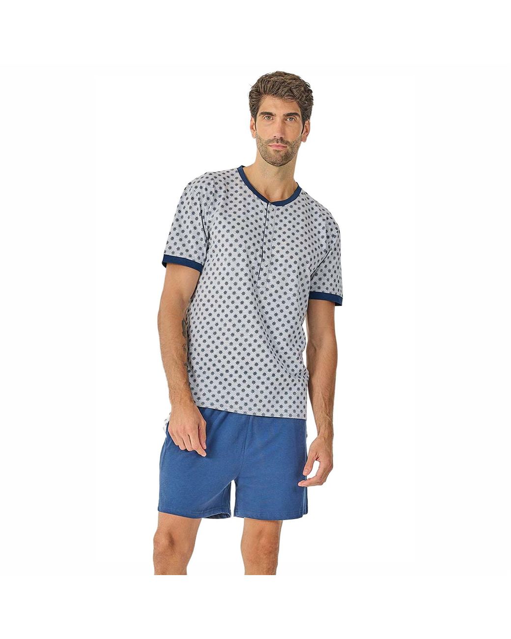J&j Brothers Blue Summer Short Sleeve Pyjamas Jjb21 for men