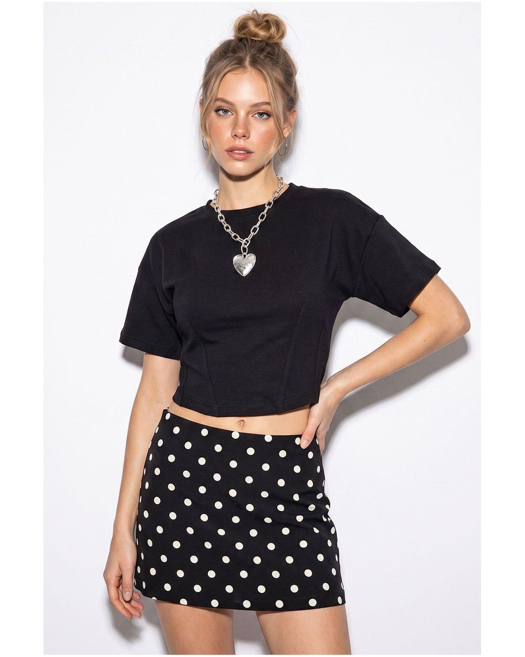 Bianco Lucci Black Cotton Blouse With Elastane
