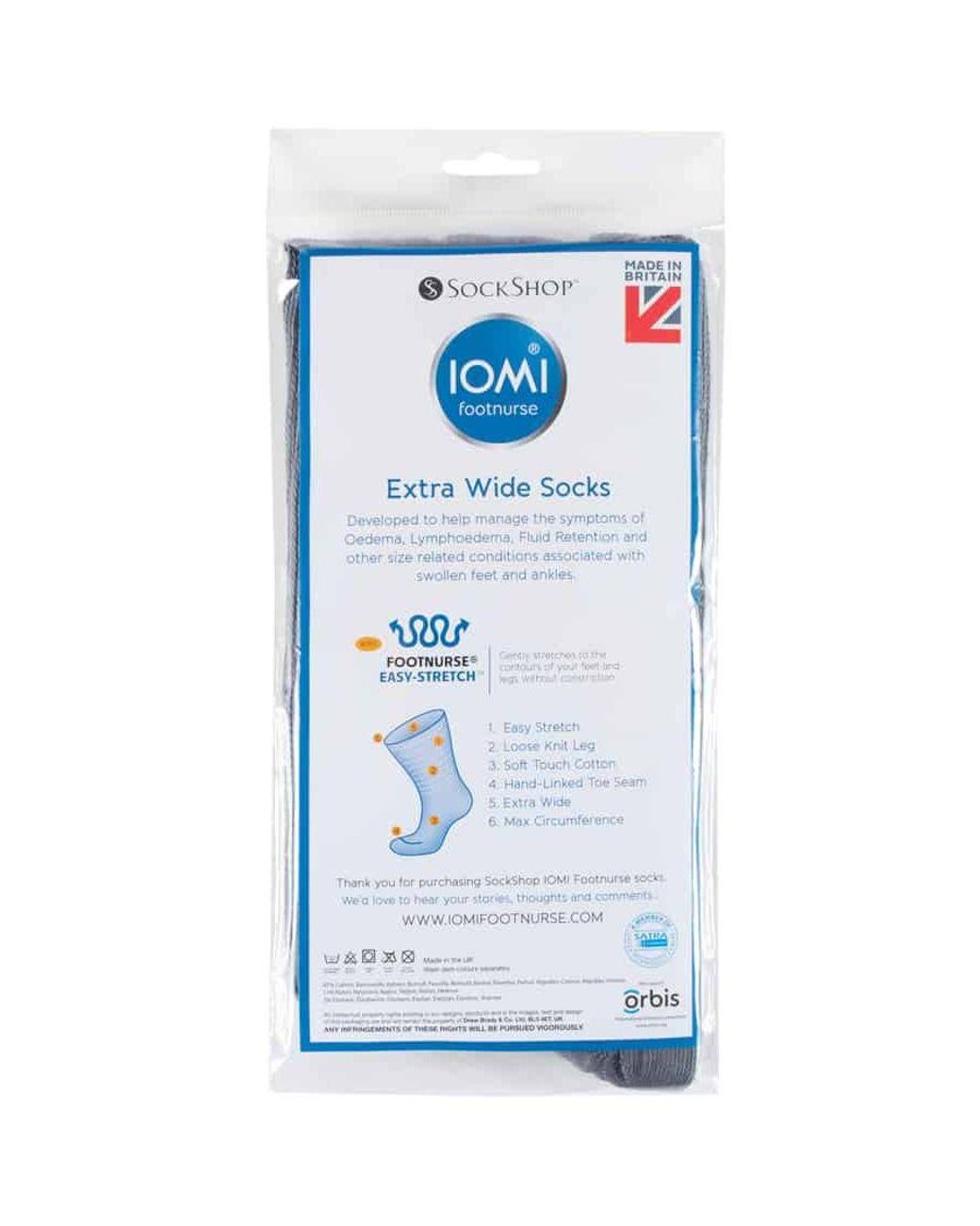 IOMI Gray Extra Wide Soft Cotton Oedema Socks For Swollen Feet