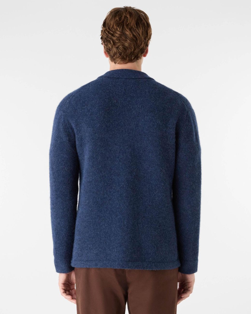 Oliver Sweeney Blue Heywood Alpaca Wool Blend Knitted Overshirt for men