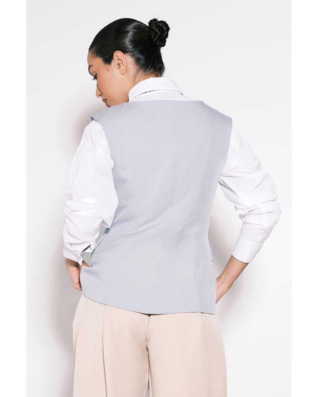 Boohoo White Longline Boat Neck Tailored Top