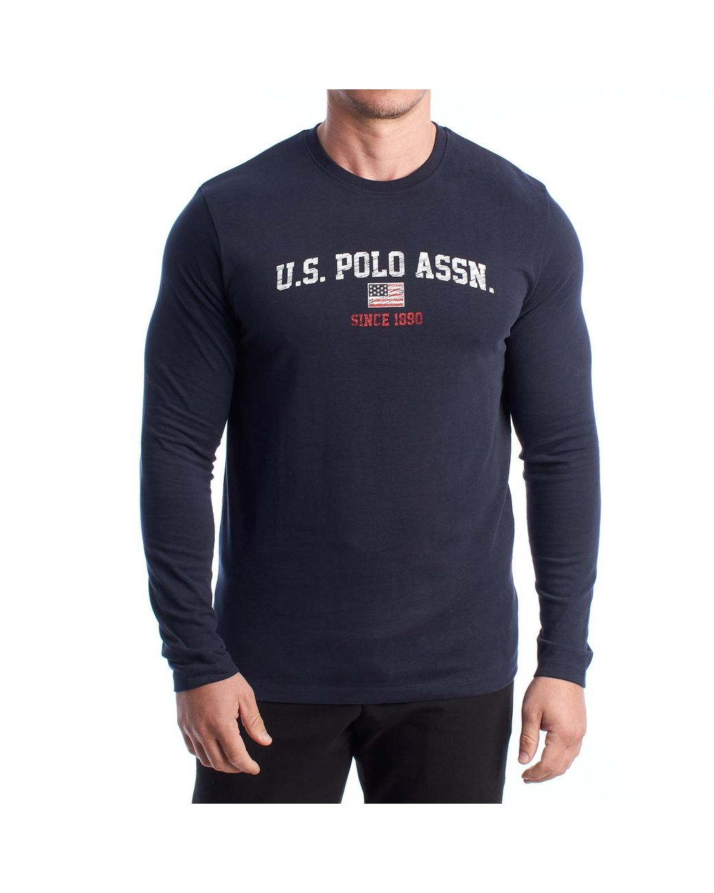 U.S. POLO ASSN. Blue Cotton Long Sleeve T-Shirt Us42168012 for men