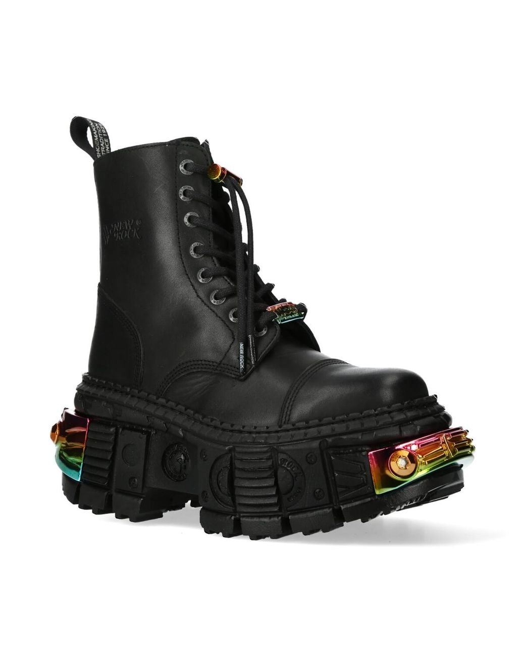 New Rock Black Platform Leather Boots-Wall83Cct-S8