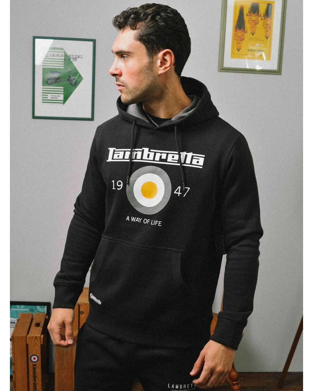 Lambretta Black Target Hoodie for men