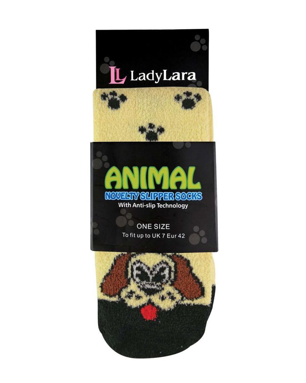 Sock Snob Natural Ladies Fluffy Non Slip Slipper Socks With Animal Designs