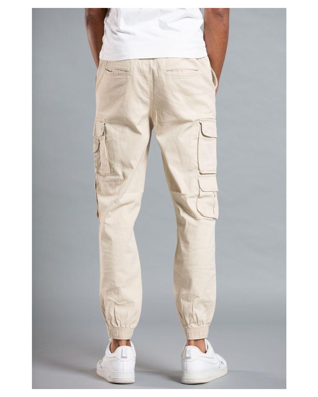 Tokyo Laundry Gray Light Cotton Cargo Trousers for men