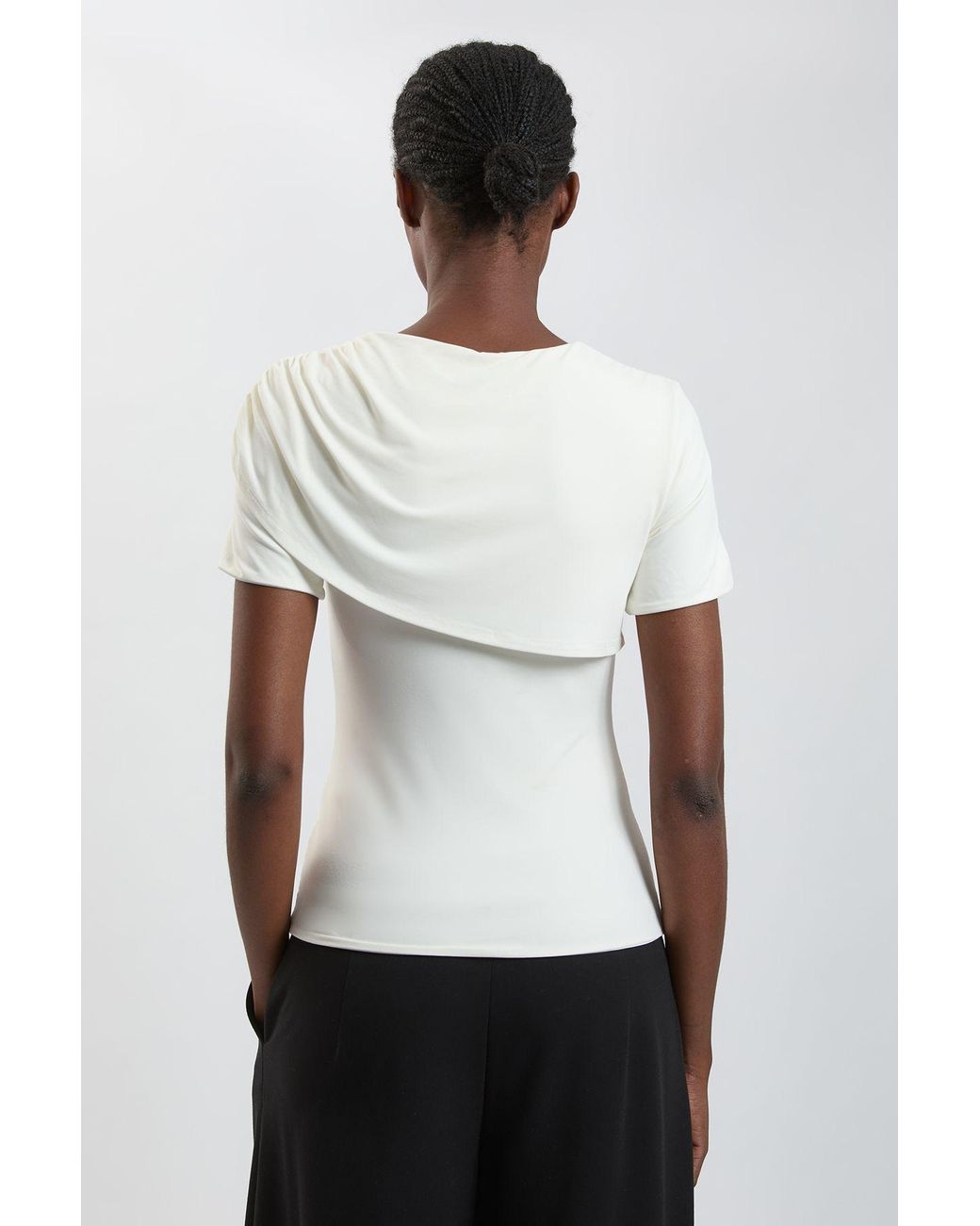 Karen Millen White Viscose Jersey Wrap Overlay Top