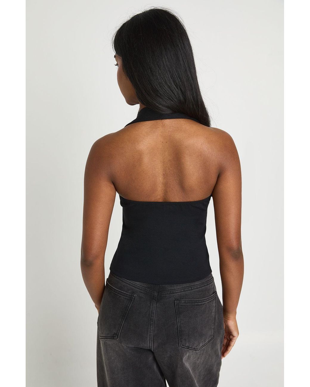 Boohoo Black Premium Stretch Contour Halterneck Corset Top