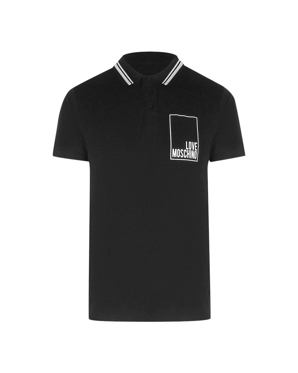 Love Moschino Black Love Box Logo Polo Shirt Cotton for men