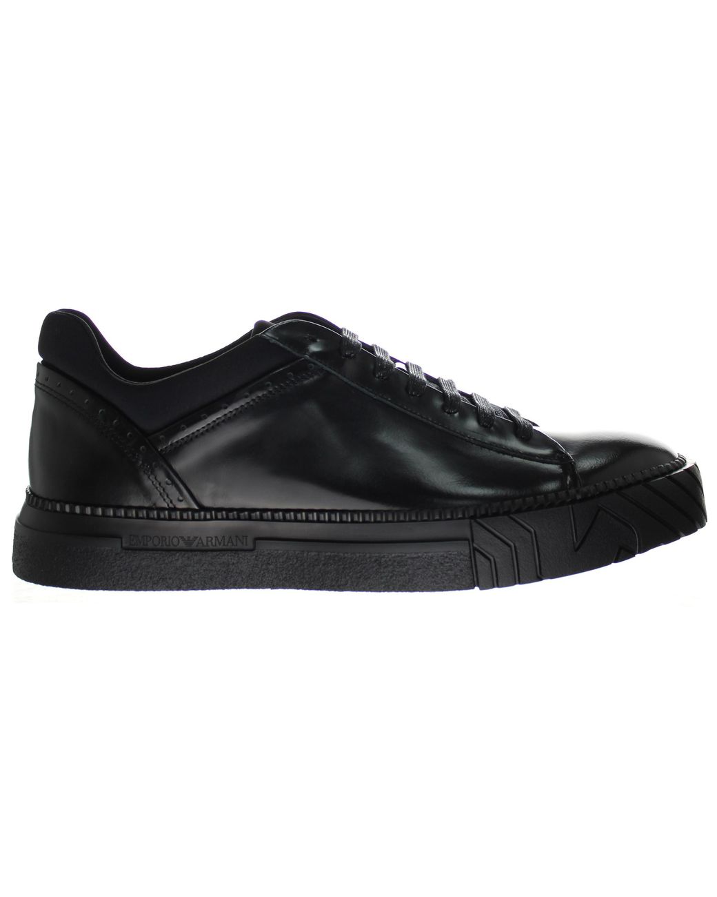 Armani Black Emporio Trainers Leather