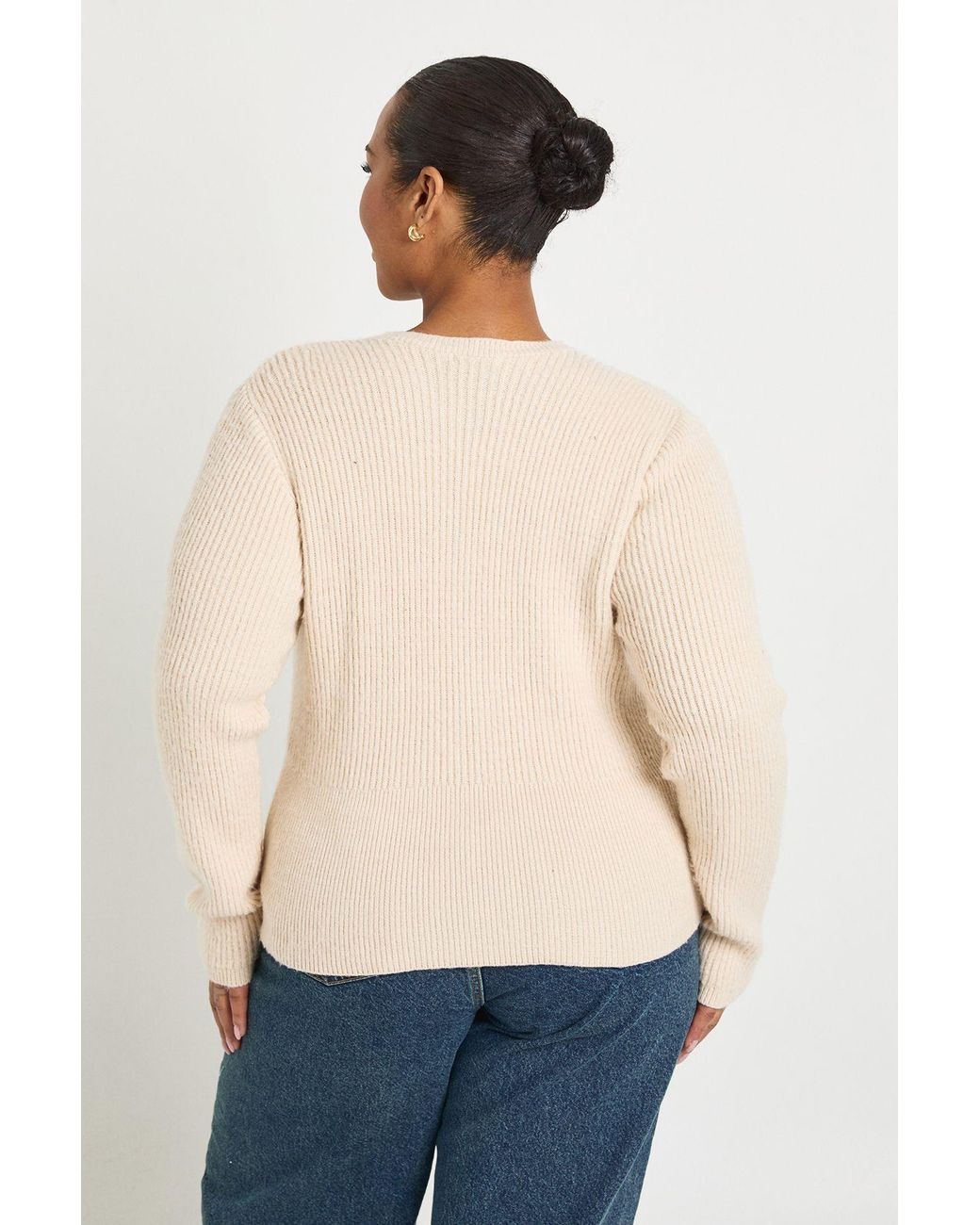 Boohoo White Plus Cinched Button Down Soft Cardigan