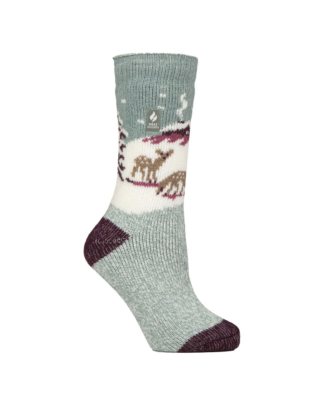 Heat Holders Gray Ladies Original Christmas Patterned Novelty Thermal Socks