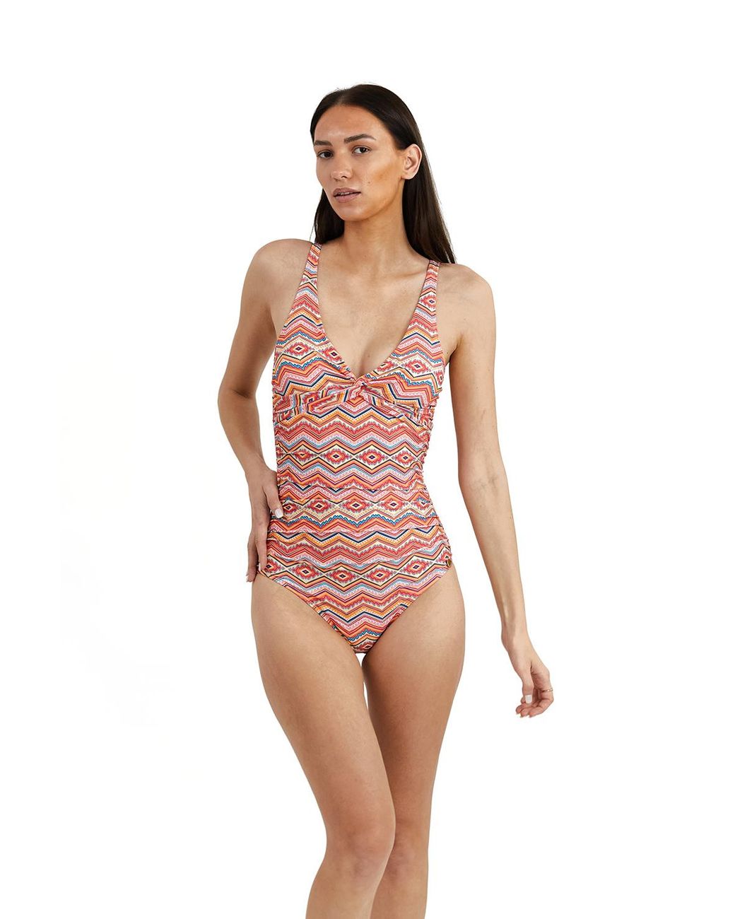 Panos Emporio Pink Simi Recycled Shaping V Neck Swimsuit