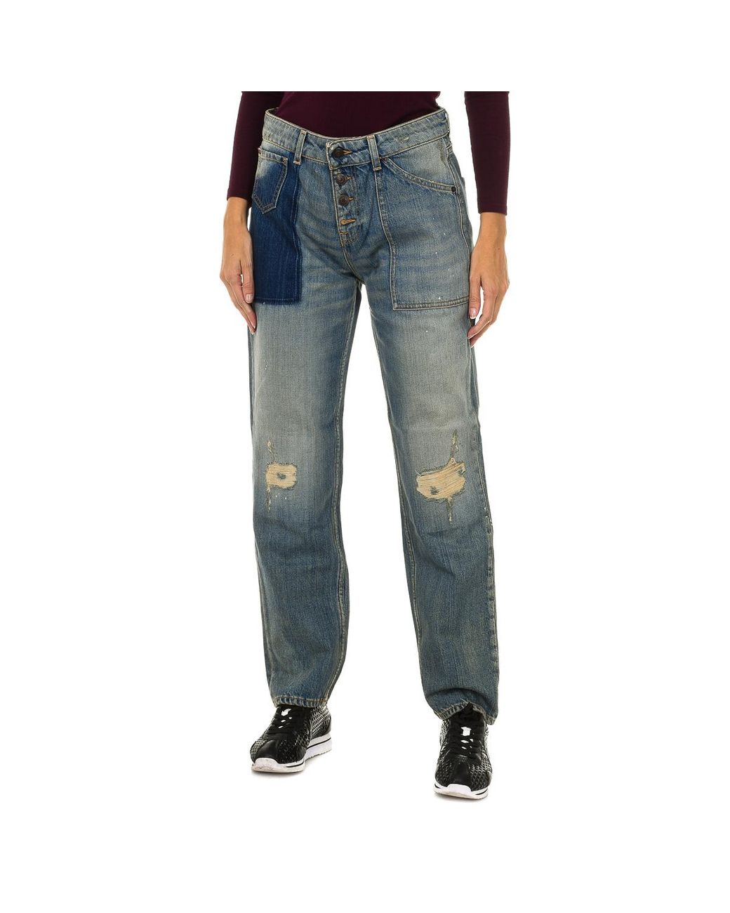 Armani Blue Long Worn And Torn Effect Denim Pants 6Y5J13-5D2Yz